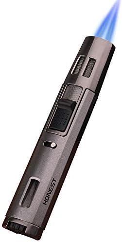 Navpeak Pen Jet Torch Lighter with Gas Display Window Fire Lock for BBQ Cigar Candle Outdoor Kitchen (Butane not Included) (Black)