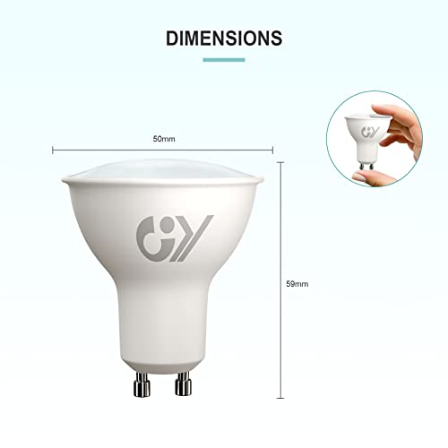 GY GU10 LED Bulb 4.9W 790lm Cool White 6500K Energy Saving LED Bulb, The New UK Energy Efficiency Class B Replaces 80W, 110°Beam Angle Non-Dimmable, 10 Pack