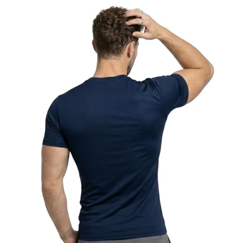 Image of WMX Pack of 2 Men Compression Gym T-Shirt | Men Half Sleeve Tshirt Sports Wear for Running Yoga Training | Breathable Stretch Compression Wear for Men & Boys (in, Alpha, 2XL, Regular, Black+Navy)