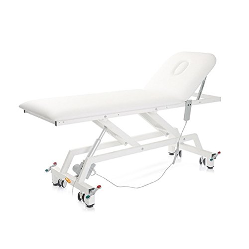 Moretti Lettino BIANCO per visita medica fisoterapia ELETTRICO con ruote Piano da 62 cm Made in Italy Lytus Art. MI371B
