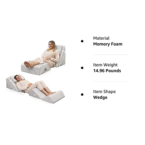 Betterhood 6Pcs Orthopedic Bed Wedge Pillow Set, Adjustable Memory Foam After Post Surgery Pillow For Back Leg Neck Support, Tummy Tuck Pillow For Sleeping Acid Reflux Sitting Up, Grey (Nfp012) #TOP7