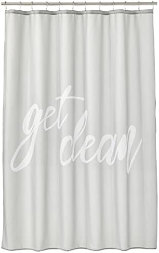 mDesign Luxury Shower Curtain  Cool Shower Curtain with Striped Pattern  Easy to Clean Bathroom Curtain  Mould-Free and Water-Repellent  White/Light Grey