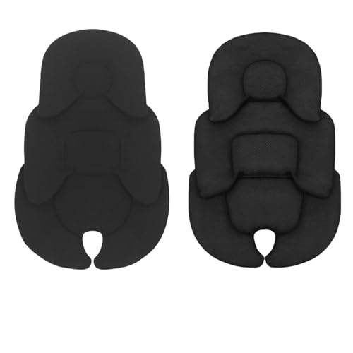 ベビーカーシート クッション 柔らかい ベビーカーマット 春夏秋冬通用 チャイルドシートクッション クッション構造 拔群の通気性 ジュニアシートインナークッション 出産祝い お出かけ プレゼント (ブラック)