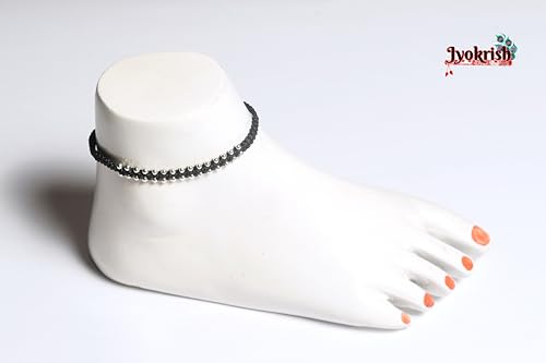 Adjustable Thread Artificial Silver Beads Anklet for Girls