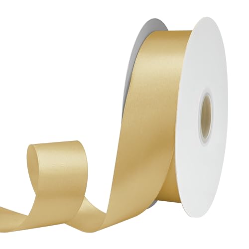 GTYBOVA 1-1/2 Inch x 100 Yards Ribbon Double Face Gold Satin Ribbon Polyester Fabric Ribbon Multiple Colors Available Ideal for Gift Wrapping Crafts Wedding Decor Hair Bow
