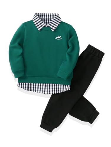 Image of KIDLAGA Toddler Boy Clothes Long Sleeve Sweatshirt Tops and Pants Boys 2-Piece Kids Winter Outfits