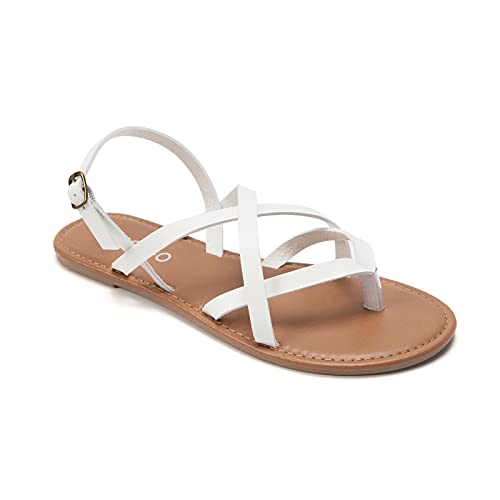 Image of Colgo Women's Summer Strappy Flat Sandals, Adjustable Casual Fisherman Sandal with Open Toe Slingback Gladiator Sandals