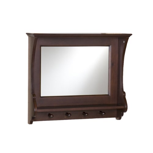 SEI Furniture Chelmsford Entryway Hooks & Shelves Wall Mirror, Brown