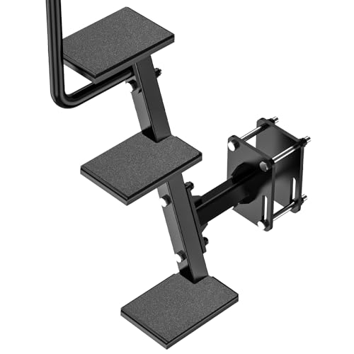 NUOVEPE Heavy Duty 3-Step Side-Mount Boat Trailer Ladder with Safety Handrail 500lbs Capacity Universal Fit Anti-Slip Boarding Steps Safe & Easy Boarding Solution