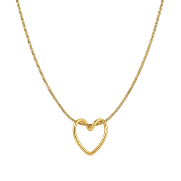 Gold Plated Heart Pendant Necklace for Women & Girls | Minimalist Heart Charm Necklace with Snake Chain | Stainless Steel Fashion Jewelry | Adjustable Everyday Necklace | Gift-image-18