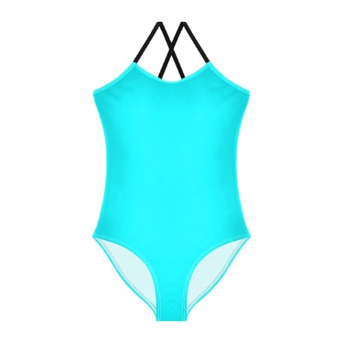 susiyo Light Blue Girls One Piece Swimsuits with Adjustable Straps Bathing Suits for 3-10 Years Old