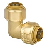 JUWO 1/2" Push to Connect 90 Degree Elbow for PEX, Copper, CPVC Pipe, Brass Plumbing Fitting with Upgraded Stiffener (1 Pack)