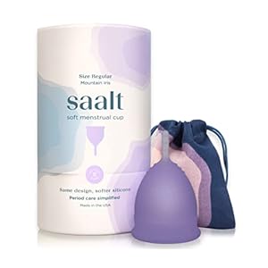 Saalt Soft Menstrual Cup – Best Sensitive Reusable Period Cup – Wear for 12 Hours – Tampon and Pad Alternative (Regular (Pack of 1), Mountain Iris)