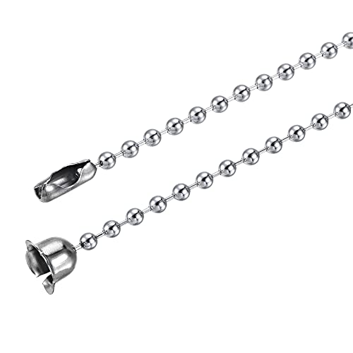 MECCANIXITY Pull Chain Extension, 12 Inch 24 Inch 36 Inch Long Beaded Link with Connectors and Pendant for Chandelier Light Craft Making, Silver 1 Set