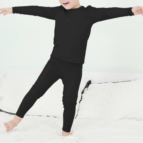 Image of Kids Thermal Inner Wear Top and Pyjama Set Winter Wear Black.