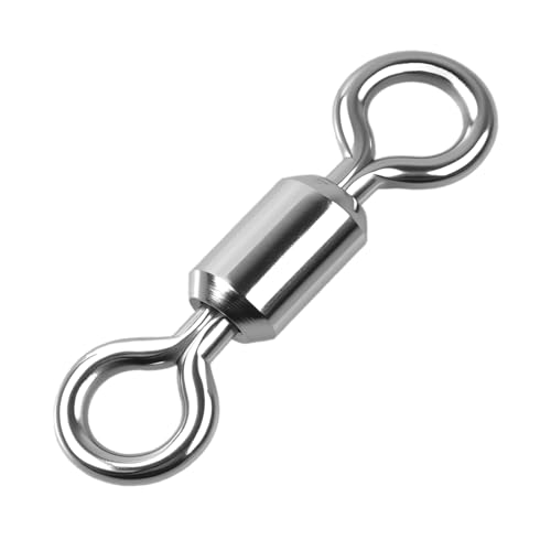 100 Pcs Fishing Swivels Saltwater, 100% 304 Stainless Steel Power Swivel Corrosion Resistance Barrel Swivels High Strength Freshwater Fishing Line Lure Leader Connectors (5# 0.55