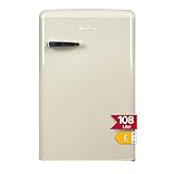 Amica KS 15615 B Retro Kühlschrank mit Gefrierfach / Coffee Cream (Beige) / 88cm (H) x 55cm (B) x 62cm (T) / Retro-Design