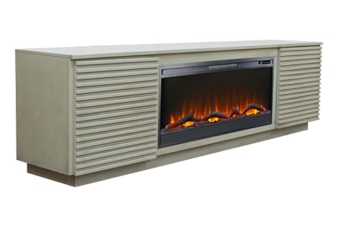 LUMILAND 89 Inch Fireplace TV Stand for TVs Up to 100 Inches with Electric Fireplace Insert, Sandstone Finish - Image 5