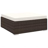 Sectional Footrest with Cushion, Poly Rattan Brown, 27.6" Outdoor Ottoman for Patio, Weatherproof Garden Pouf
