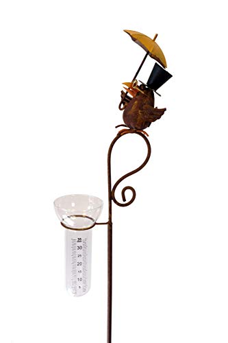 Foto von amicaso Regenmesser lustiger Rabe mit Regenschirm Gartendeko Niederschlagsmesser Wetterstation Metall