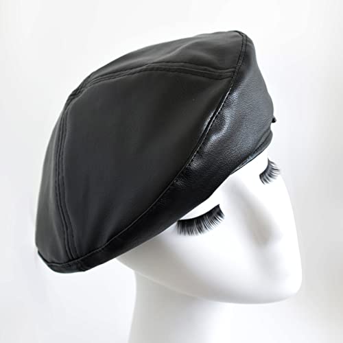 Aichuan Pu Leather Beret Hat For Women, French Artist Hat Solid Color Beanie #TOP7