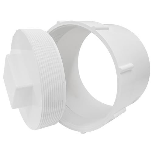 Image of 6 Inch PVC Sewer Cleanout Adapter with Plug Pipe Fitting, DWV Flush Sewer Cleanout Cap for Outdoor Garden, RV, Drainage Piping System