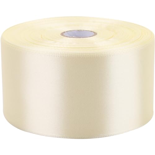 Nsilu 2 inch Satin Ribbon 50 Yards Solid Fabric Ribbons Roll for Gift Wrapping Satin Weddings Flower Bouquet Invitations Sewing Party Decorations (Rice White 2 inches)