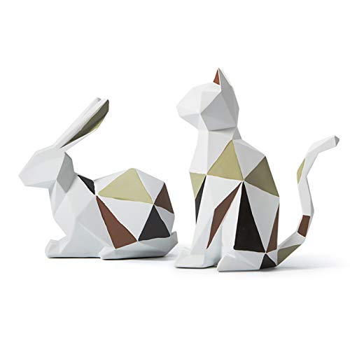 Haucoze Sculpture Rabbit Statue Decor Geometric Bunny Polyresin Home Arts 6.1 Inch #TOP7