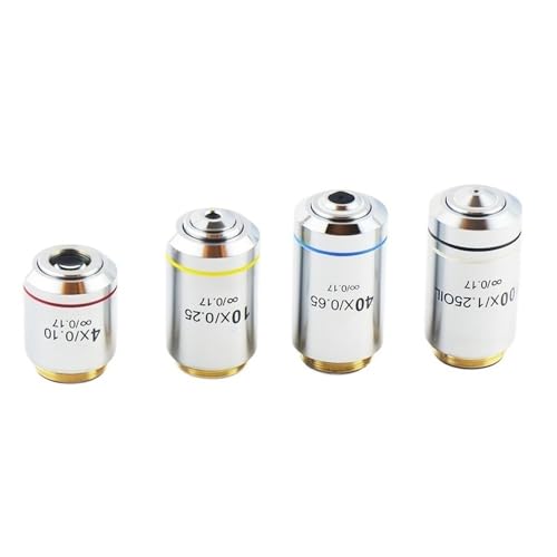 ���{�p�������A�N�Z�T���[ 4X 10X 20X 40X 100X �V���o�[���ʐF Microsocpe �����Y������ RMS �X���b�h�p(4PCS 4X 10X 40X 100X)
