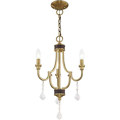 Livex Lighting 41273-01 Glendale - Three Light Mini Chandelier, Antique Brass Finish thumb #1