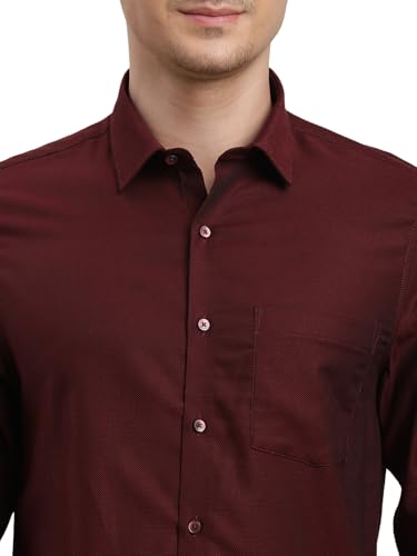 Chemise bordeaux homme Turtle en pur coton dobby avec coupe ajustée