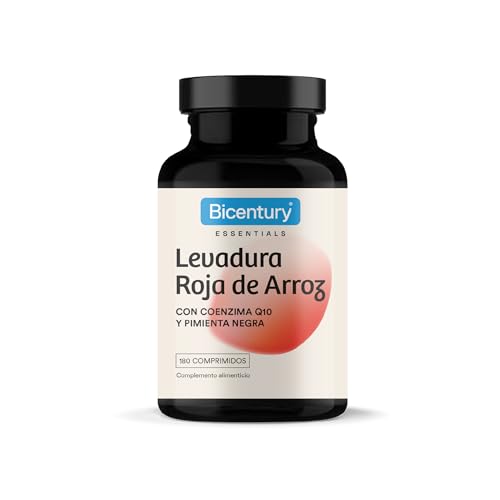 Bicentury Levadura Roja - Aporta 2,79mg de Monacolina K, Enriquecido con Coenzima Q10 y Piperina. Sin gluten, Vegano. 180 cápsulas, suministro para 6 meses