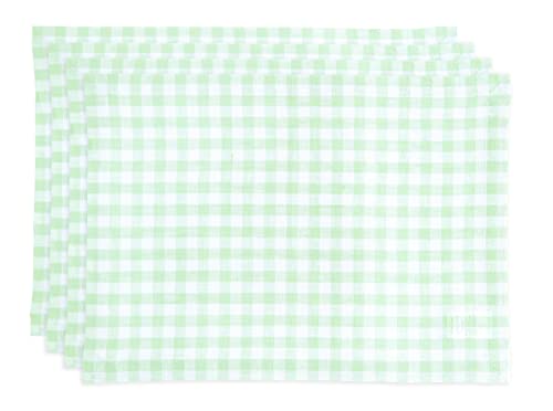 Solino Home Gingham Check Linen Placemats 14 X 19 Inch – 100% Pure Linen Celadon Plaid Placemats For Spring, Summer, Party – Set Of 4 Machine Washable Tablemats – Handcrafted #TOP3