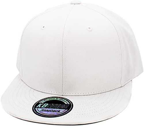 Image of KBETHOS Classic Snapback Hat Blank Cap Underbrim Cotton Wool Blend Flat Visor Adjustable Unisex