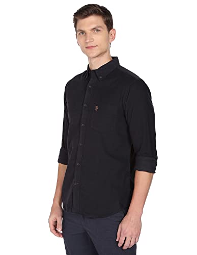 Image of U.S. Polo ASSN. Men Cotton Solid Tailored Fit Shirt