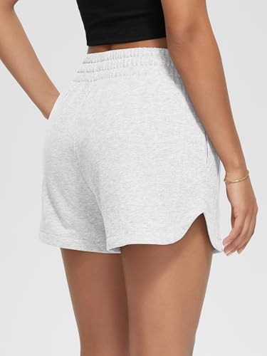 ODODOS Women's Sweat Shorts Cotton French Terry Curved Hem Workout Casual Relaxed Lounge Shorts with Pockets3