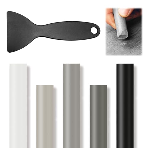 Wax Filler Sticks for Wood Repair, Soft Furniture Scratch Repair Crayons with Scraper Multi-Surface Light Dark Oak Wood Filler for Floor Table Door Guitar Scratches Holes (Grey)