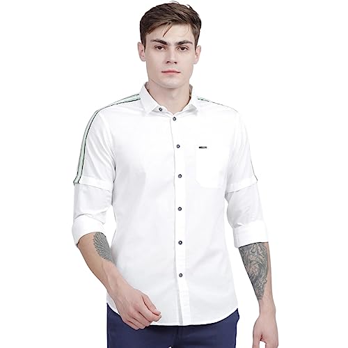 Image of The Indian Garage Co Men's Cotton Slim Fit Placement Print Full Sleeves Cutaway Collar Casual Shirt