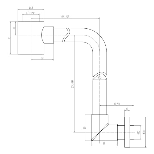 NEG Design Raumspar-Siphon NX62R Universal Geruchsverschluss mit praktischer Reinigungsöffnung (1 1/4 AG x 32mm)