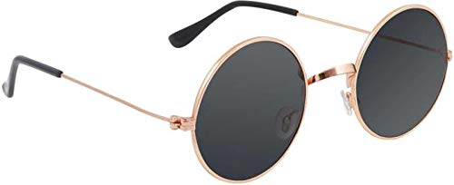 LAER UV Protection Round Sunglasses Golden Frame ( Black)