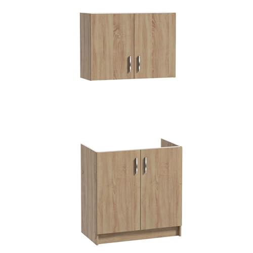 TRANS - PAL 2-Piece Kitchen Cabinet Set, Wall-Mounted and Si
