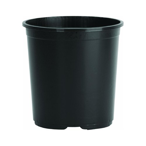 The HC Companies #5 Round Plastic Squat Nursery Container 3.8 gal (14.7 L) 12x12x10.25 in Black Color