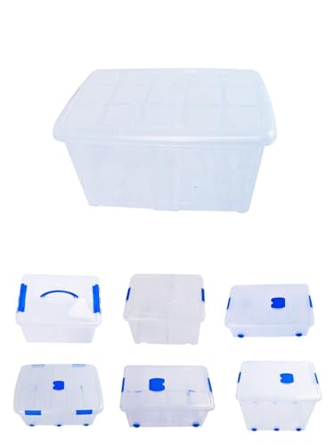 Jardin202 - Cajas de Almacenamiento Transparentes con Tapa Azul | Caja de ordenación | Unidad (60L)
