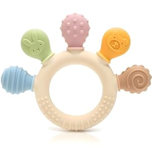 CAJA bijtring baby BPA vrij siliconen grijpspeelgoed met textuur sensorisch speelgoed tandjeshulp veilig bijtspeeltje cadeau geboorte jongen meisje pasgeboren baby