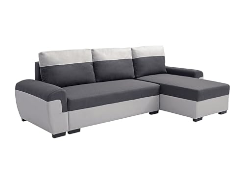 Vente-unique - Canapé d'angle réversible et Convertible en Tissu Anthracite et Gris Clair Gaby II