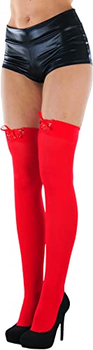 Image of ToBeInStyle Women's Spandex Double Weaves Thigh Hi With Lace Up Lace Top
