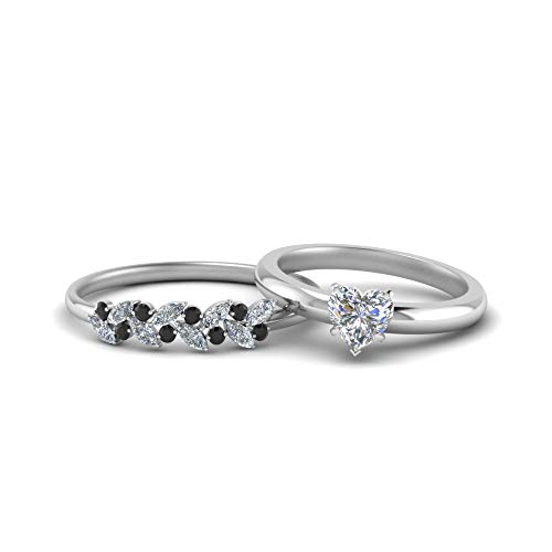 Image of Choose Your Gemstone Unique Diamond CZ Bridal Ring Set 925 Sterling Silver Heart Shape Wedding Ring Sets Matching Jewelry Wedding Jewelry Easy to Wear Gifts US Size 4 to 12