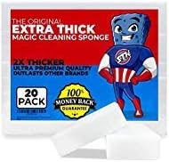 STK 20 Pack Extra Thick Magic Cleaning Pads - Eraser Sponge for All Surfaces - Kitchen-Bathroom-Furniture-Leather-Car-Steel - Just Add Water to Erase All Dirt - Melamine - Universal Cleaner