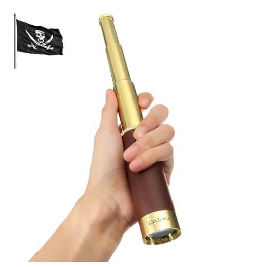 NewDoar 25x30 Zoomable Monocular Vintage Pirate Telescope - Waterproof Aluminum Alloy Brass Adjustable Optics Telescope for Travel Navigation Sailing Voyage View Watching Games