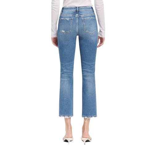Flying Monkey Women's High-Rise Distressed Knee Cropped Slim Straight Leg Jeans (28, Excellant) by Flying Monkey - Used condition - Image 2